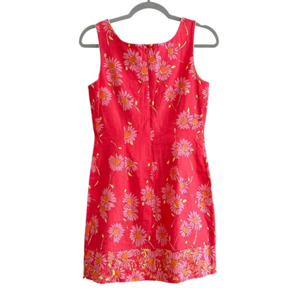 Vintage Lilly Pulitzer Pink Floral Daisy Linen Cotton Shift Dress Size 2 Preppy - Picture 6 of 6